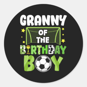 Pegatina Redonda Abuela Fútbol Cumpleaños Chico Fiesta Fútbol Famil