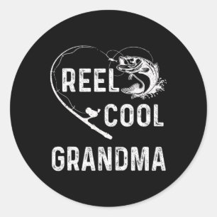 Pegatina Redonda Abuela Genial Amante de la Pesca Retro para Madres