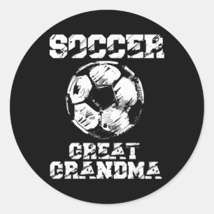 Pegatina Redonda Abuela genial del fútbol Jugadora de fútbol divert