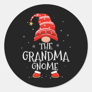 Pegatina Redonda Abuela Gnome Navidades divertidos de la familia Xm
