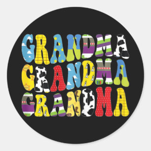 Pegatina Redonda Abuela Groovy Matando A La Madre Del Cumpleaños De