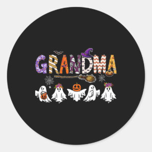 Pegatina Redonda Abuela Halloween Boo Fantasma Disfraz de horror Fu