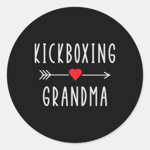 Pegatina Redonda Abuela Kickboxing Orgullosa Abuela Kickboxing Pro