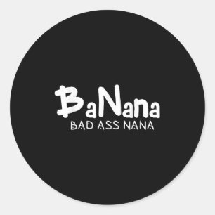 Pegatina Redonda Abuela mala Banana divertida Abuela Mamá Familia C