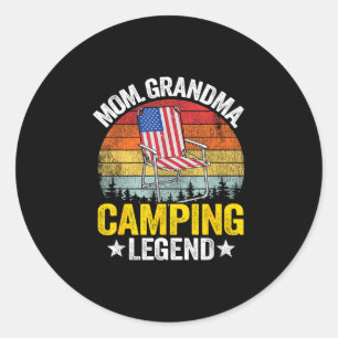 Pegatina Redonda Abuela mamá campamento leyenda bandera americana m