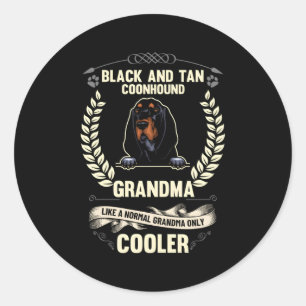 Pegatina Redonda Abuela Negra Y Tan Coonhound Como Una Gran Normal