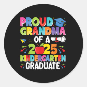 Pegatina Redonda Abuela Orgullosa Cl De 2025 Graduada De Kinder