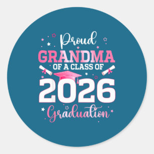 Pegatina Redonda Abuela Orgullosa Clase de Sénior 2026