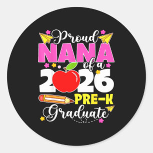Pegatina Redonda Abuela orgullosa de la graduada de pre-k de 2026 d