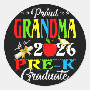 Pegatina Redonda Abuela orgullosa de la graduada de prekínder de 20