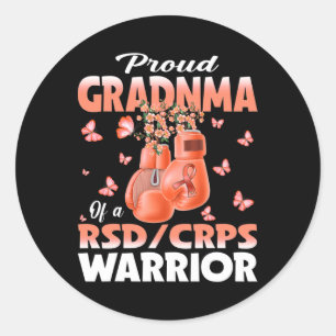 Pegatina Redonda Abuela Orgullosa De Un Boxi De Conciencia De Guerr