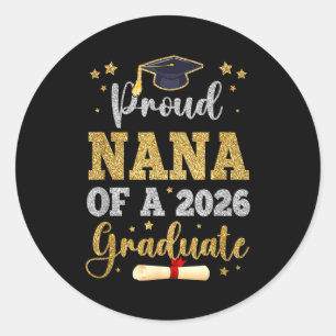Pegatina Redonda Abuela orgullosa de un graduado sénior de 2026 cla
