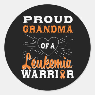 Pegatina Redonda Abuela orgullosa de un guerrero de leucemia Concie