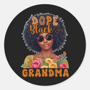 Pegatina Redonda Abuela Orgullosa Negra Disfraz Mujer Negra Afro