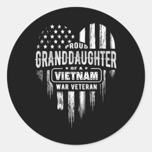 Pegatina Redonda Abuela Orgullosa, Vietnam, veterano abuelo Gr