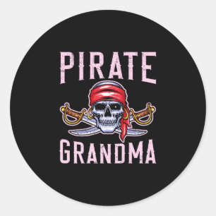 Pegatina Redonda Abuela pirata hombre abuela pirata