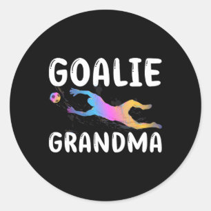Pegatina Redonda Abuela portera de fútbol de una abuela guardameta