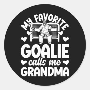 Pegatina Redonda Abuela portera de hockey sobre césped