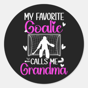 Pegatina Redonda Abuela Portera Hockey Sobre Hierba Abuela De Un Ju