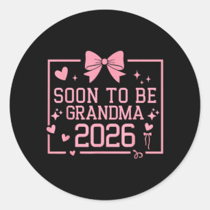 Pegatina Redonda Abuela Pronto 2026 Anuncio de Embarazo