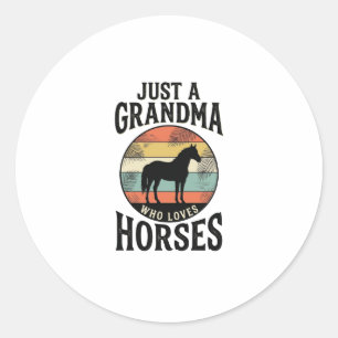 Pegatina Redonda Abuela Que Ama Los Caballos Diseño Vintage