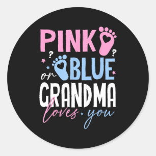 Pegatina Redonda Abuela rosa o azul ama la revelación de género nue