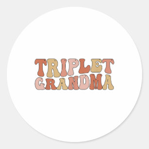 Pegatina Redonda Abuela Triplet De Triplets Groovy Triplet