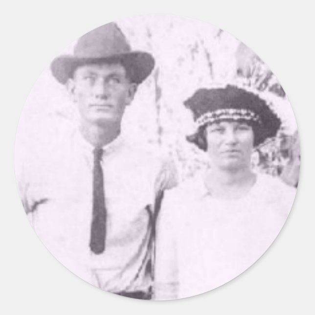 Pegatina Redonda Abuela y abuelo Brandon (Anverso)