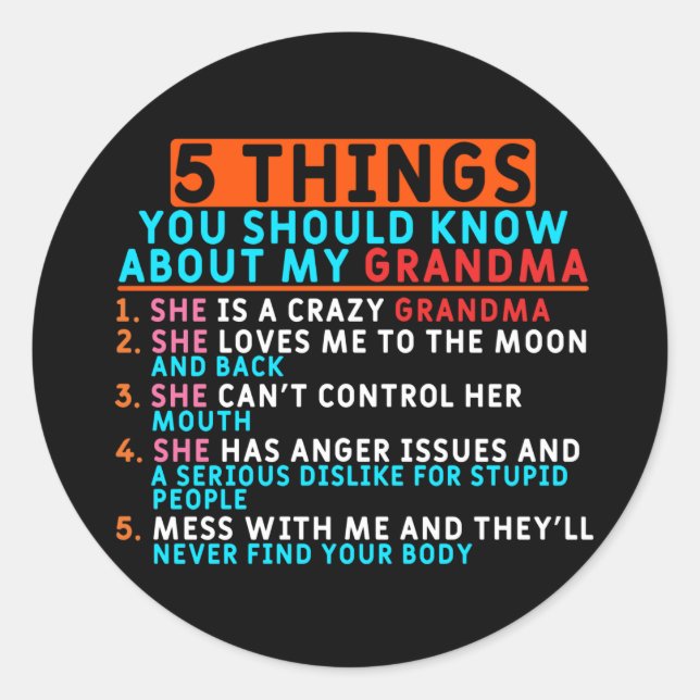 Pegatina Redonda Abuela Y Nietos (Anverso)