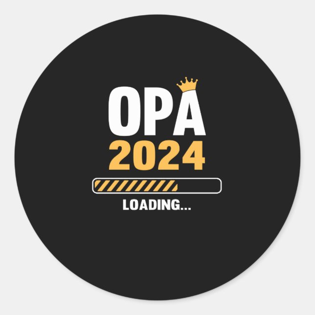 Pegatina Redonda Abuelo 2024 Cargando Invitación de embarazo (Anverso)