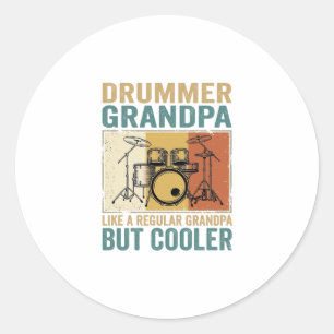 Pegatina Redonda Abuelo Baterista Como un Abuelo Normal Pero Más Gu