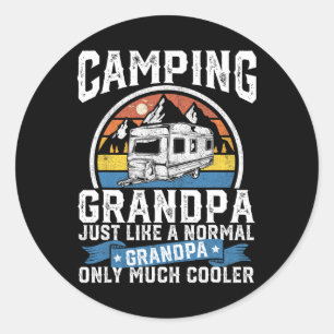 Pegatina Redonda Abuelo de acampada divertido camper Rv retro papá