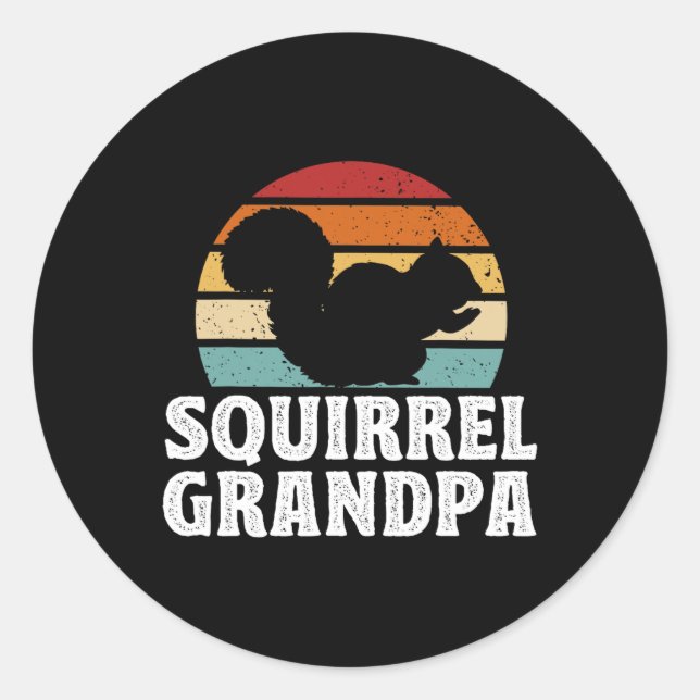 Pegatina Redonda Abuelo de ardilla divertida en el día (Anverso)