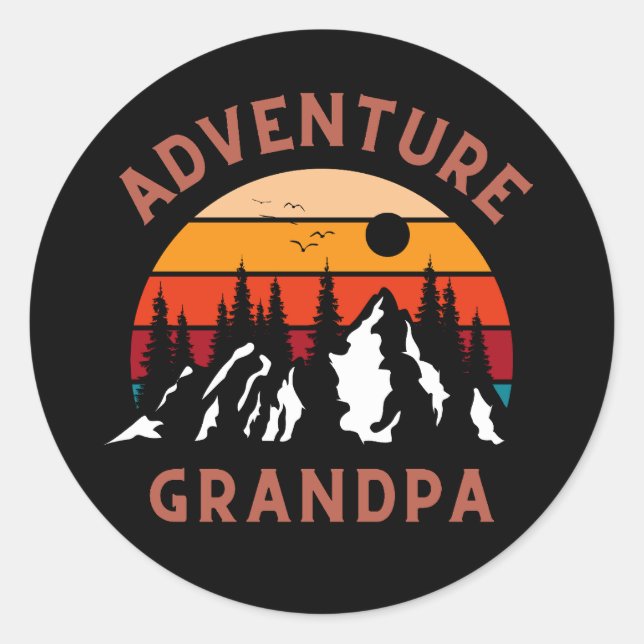 Pegatina Redonda Abuelo de aventura (Anverso)