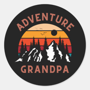Pegatina Redonda Abuelo de aventura