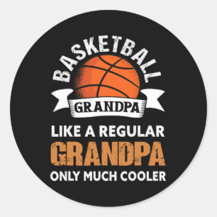 Pegatina Redonda Abuelo de baloncesto - Abuelo divertido de balonce