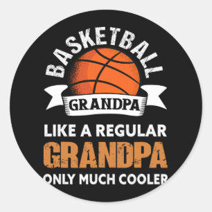 Pegatina Redonda Abuelo de baloncesto - Abuelo divertido de balonce