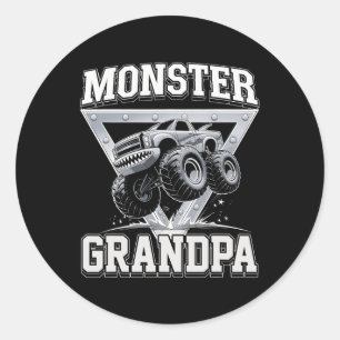 Pegatina Redonda Abuelo de Camión Monstruo Día del Padre Camión Mon