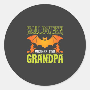 Pegatina Redonda Abuelo de Halloween Murciélago Bruja Deseos
