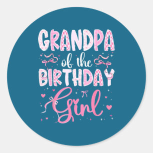 Pegatina Redonda Abuelo De La Cumpleañera Coquette Nk A Juego 