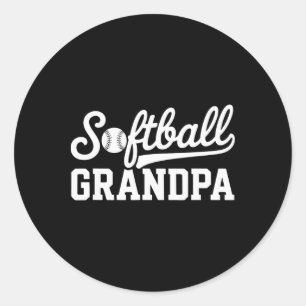 Pegatina Redonda Abuelo de sóftbol