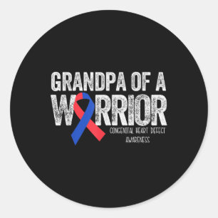 Pegatina Redonda Abuelo De Un Guerrero Camiseta Camiseta Corazón Co