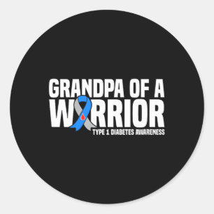 Pegatina Redonda Abuelo De Un Guerrero Conciencia Sobre Diabetes Ti