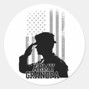 Pegatina Redonda Abuelo del ejército
