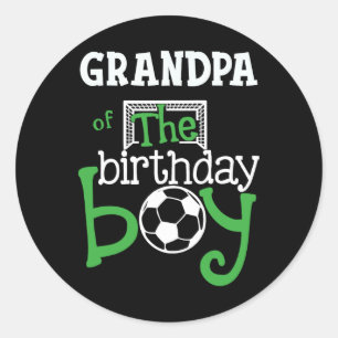 Pegatina Redonda Abuelo Del Niño Cumpleañero Futbolista Combinando