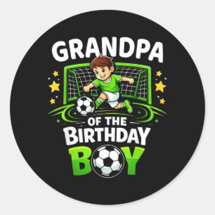 Pegatina Redonda Abuelo Del Niño De Cumpleaños Balón De Fútbol Dive