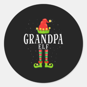 Pegatina Redonda Abuelo elfo pijama de Navidad a juego