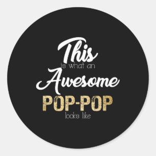 Pegatina Redonda Abuelo Especial Impresionante Pop-pop