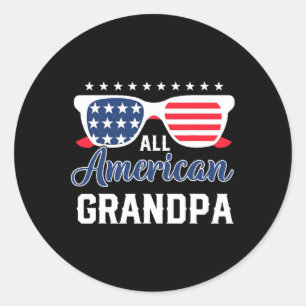 Pegatina Redonda Abuelo Estadounidense 4 De Julio Usa Sungles Mens 