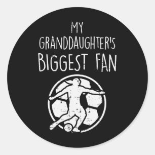 Pegatina Redonda Abuelo fanático de la nieta fútbol soccer
